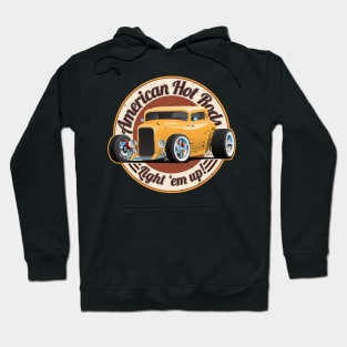 American Hot Rods Light 'Em Up Vintage Car Illustration Hoodie